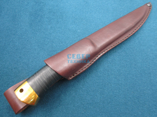 Нож "Fish-ka" кожа-латунь, 110х18М-ШД /Златоуст фото 3