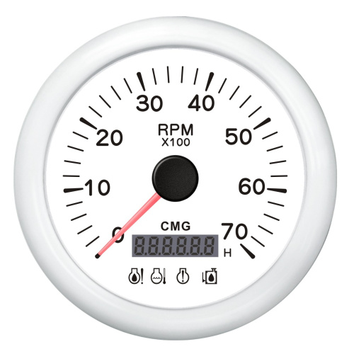 Тахометр для ПЛМ со счетчиком часов белый (0-7000RPM)