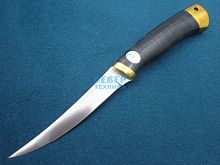 Нож "Fish-ka" кожа-латунь, 110х18М-ШД /Златоуст