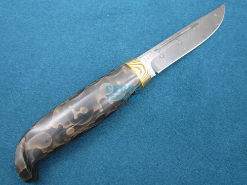 Нож "Финка Lappi" композит Раффир, мокуме ZD 0803 (пирамида, бронза)/Златоуст фото 2